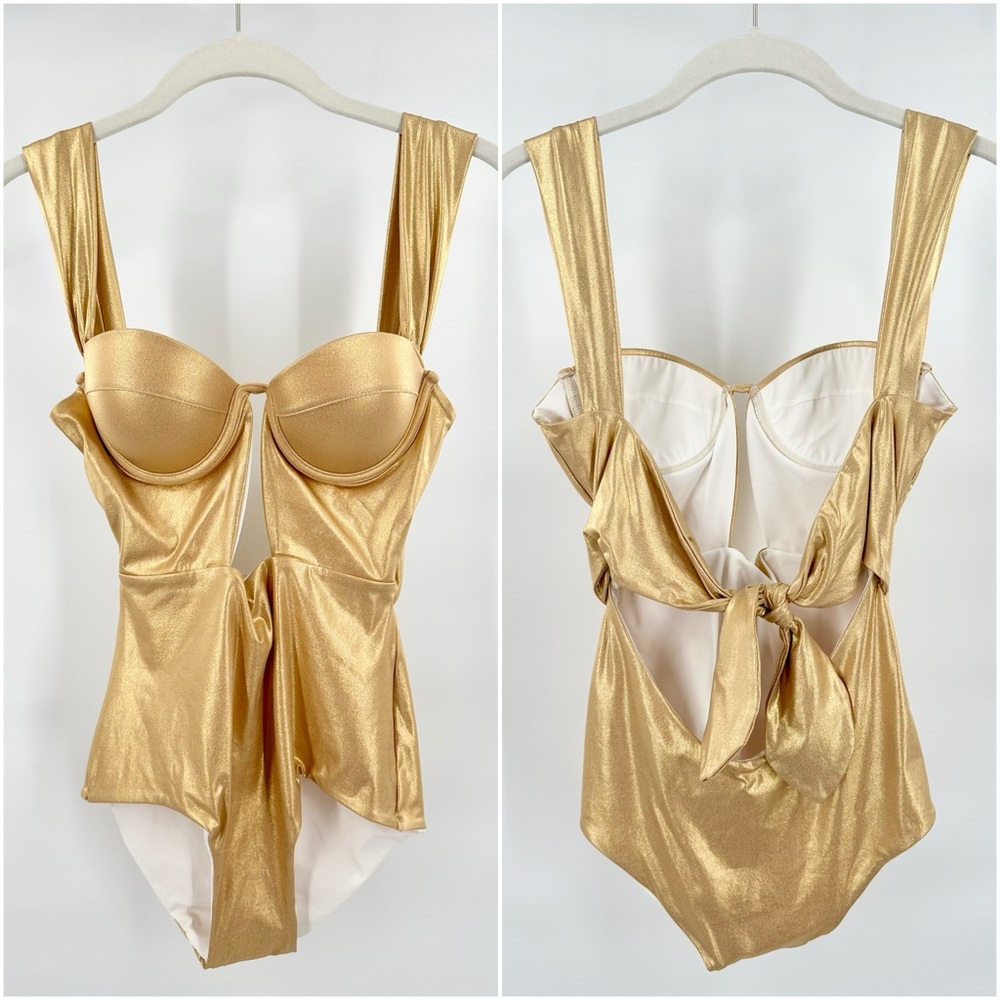 ARABELLA LONDON The Bustier Bodysuit in Gold Shimmer NWT